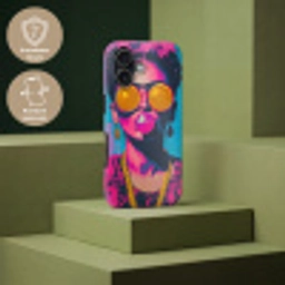 Vrouw - Kauwgom - Zonnebril - Oranje Toughcase MagSafe Apple iPhone 17 klein -USP_PrintM_DE