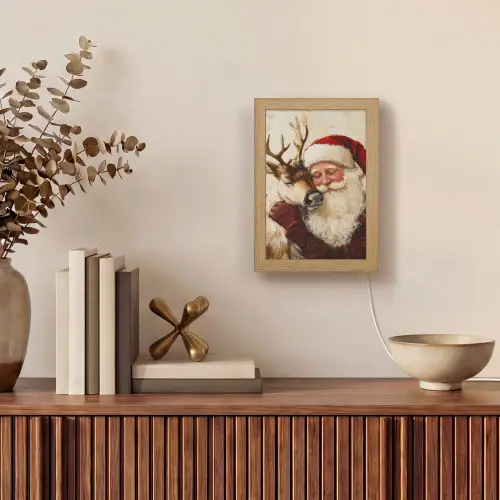 Kerstman - Rendier - Kerst - Christmas Light Box met kabel (Tafellamp) klein -sfeer2