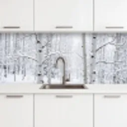 Berkenbomen - Sneeuw - Winter - Bos - Wit keuken achterwand 2 middel -3d