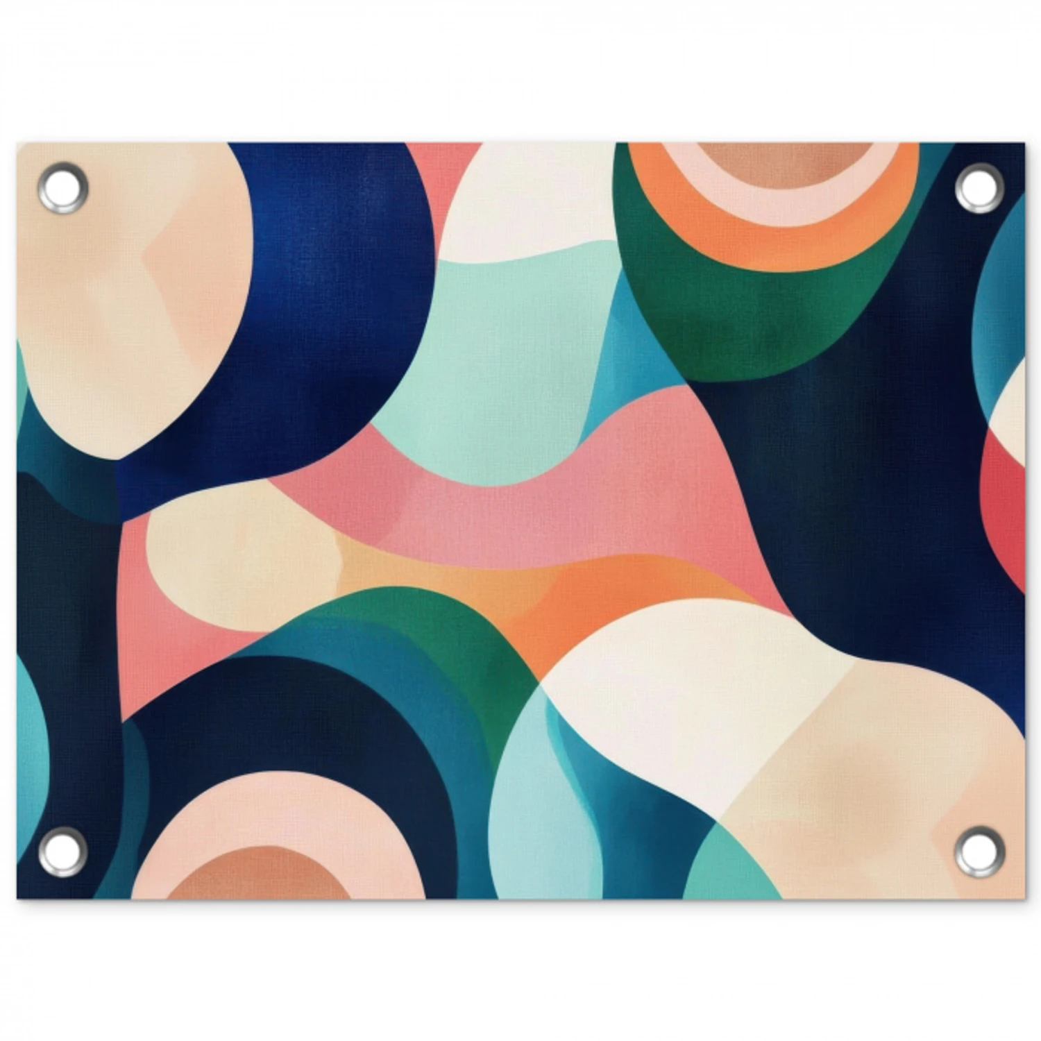 Abstract - Blauw - Roze tuinposter los doek klein -3d