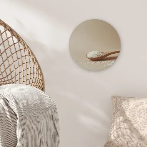 Lepel - Rijst - Hout - Beige Akoestische PET Vilt - Rond klein -sfeer4