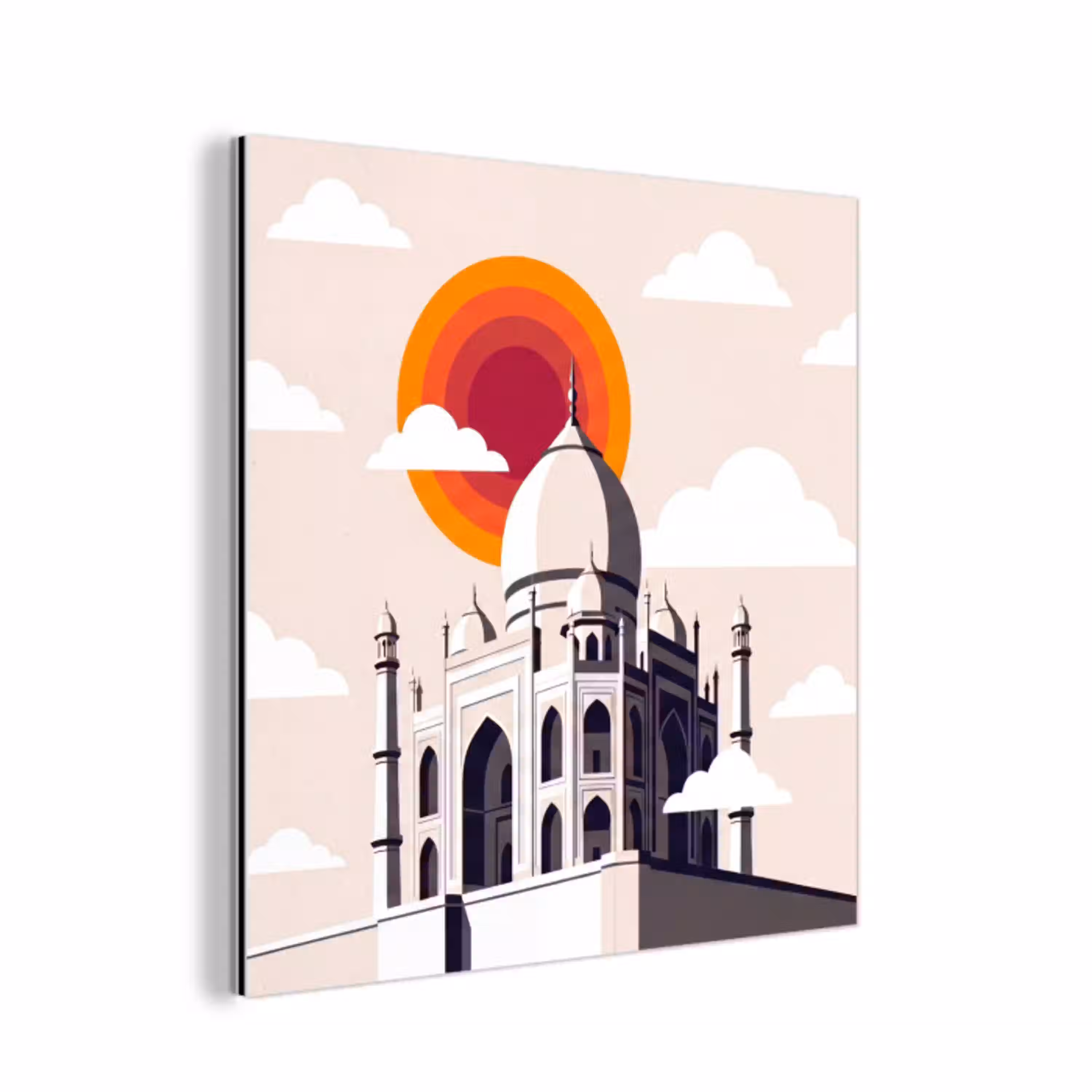 Taj Mahal - Zon - Koepel - Architectuur - India - Grafisch aluminium wit klein -3d
