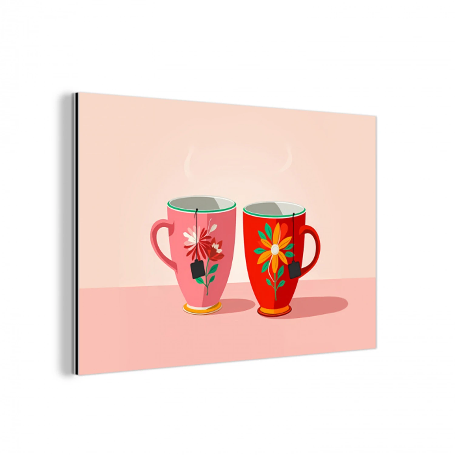 Theekopjes - Bloemmotieven - Roze - Theezakjes aluminium wit klein -3d