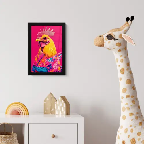Haan - Kleurrijk - Kimono - Roze fotolijst zwart zonder passe partout klein -usfeer4_kinderkamer