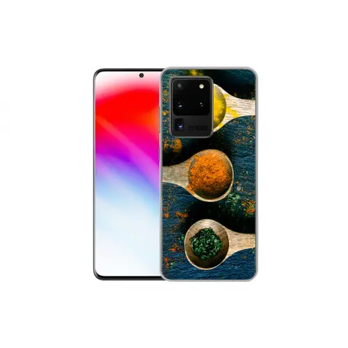 Specerijen - Lepel - Kruiden - Bruin - Geel - Groen Telefoonhoesje Samsung Galaxy S20 Ultra klein -dubbelS20Ultra