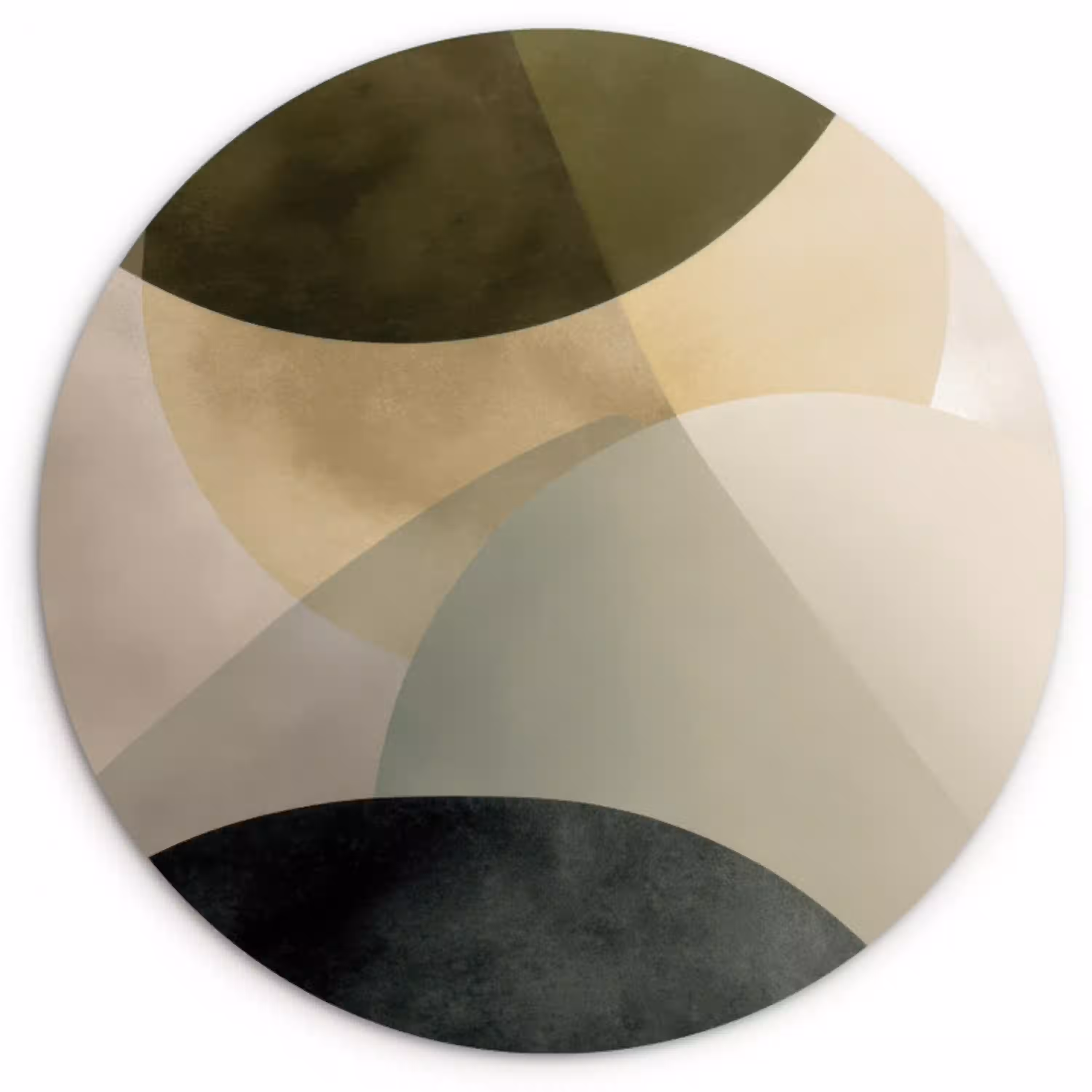 Vlakken - Abstract - Beige - Cirkels Wandcirkel kunststof plaat 5mm dik klein -3d