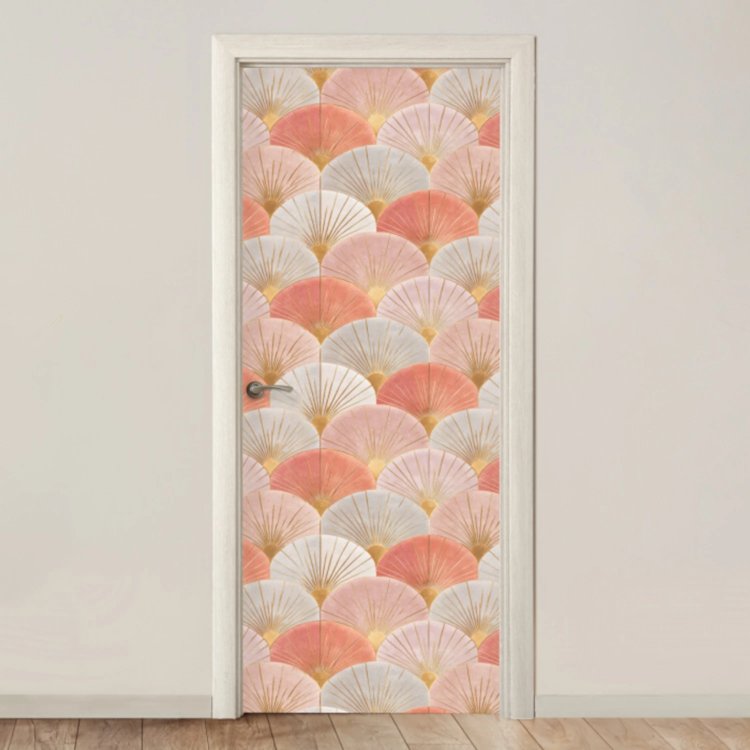 Waaiers - Goud - Roze deurposter klein 289 -3d_beige