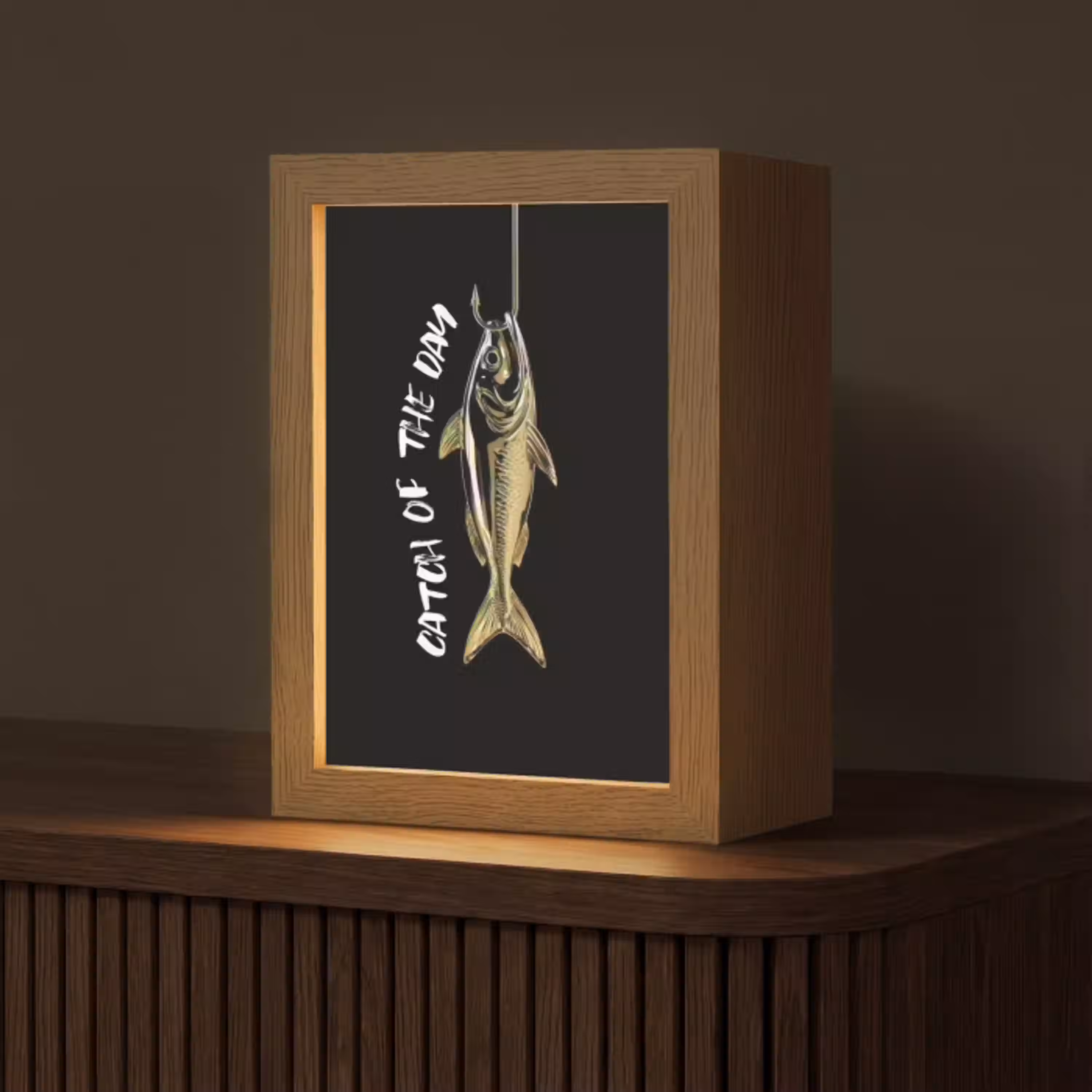 Vis - Zwart - Goud - Tekst Light Box met kabel (Tafellamp) klein -z3d_website