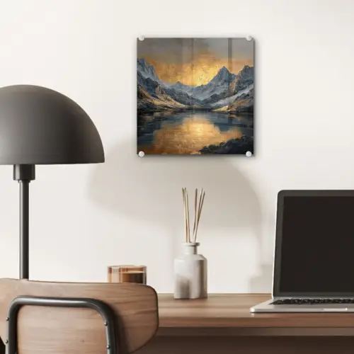 Berglandschap met Gouden Zonsondergang plexiglas 5mm klein -sfeer6