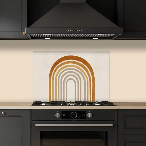 Minimalistisch - Boog - Lijnen - Beige keuken achterwand spatscherm klein -sfeer1