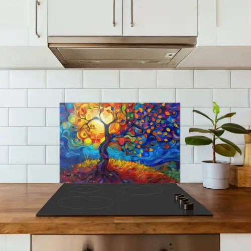 Boom - Zon - Verflook - Kleuren - Abstract keuken achterwand spatscherm klein -sfeer2