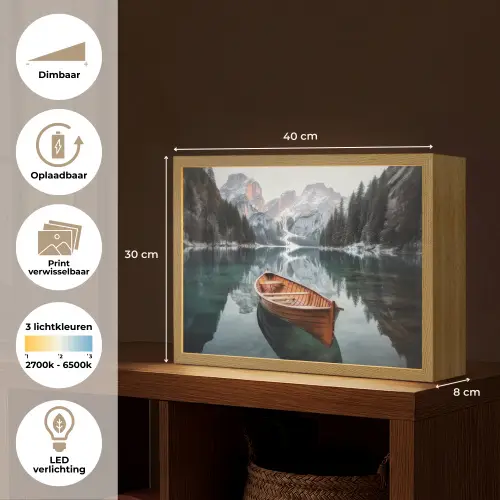 Boot - Bergen - Natuur - Water Light Box met batterij (Wandlamp) middel -USP_websiteoverzichtNL