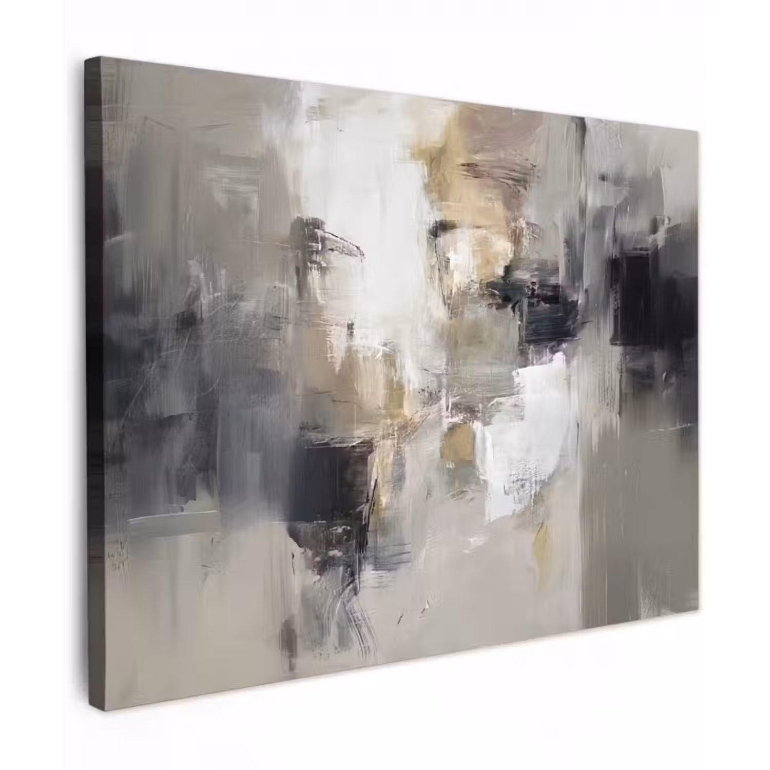 Leinwandbild - Farbpalette - Pinselstriche - Beige - Neblig