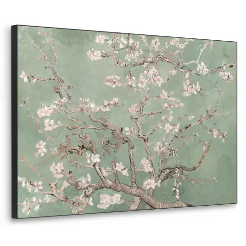 Amandelbloesem - Kunst - Van Gogh - Groen Textielframe zwart klein -3d