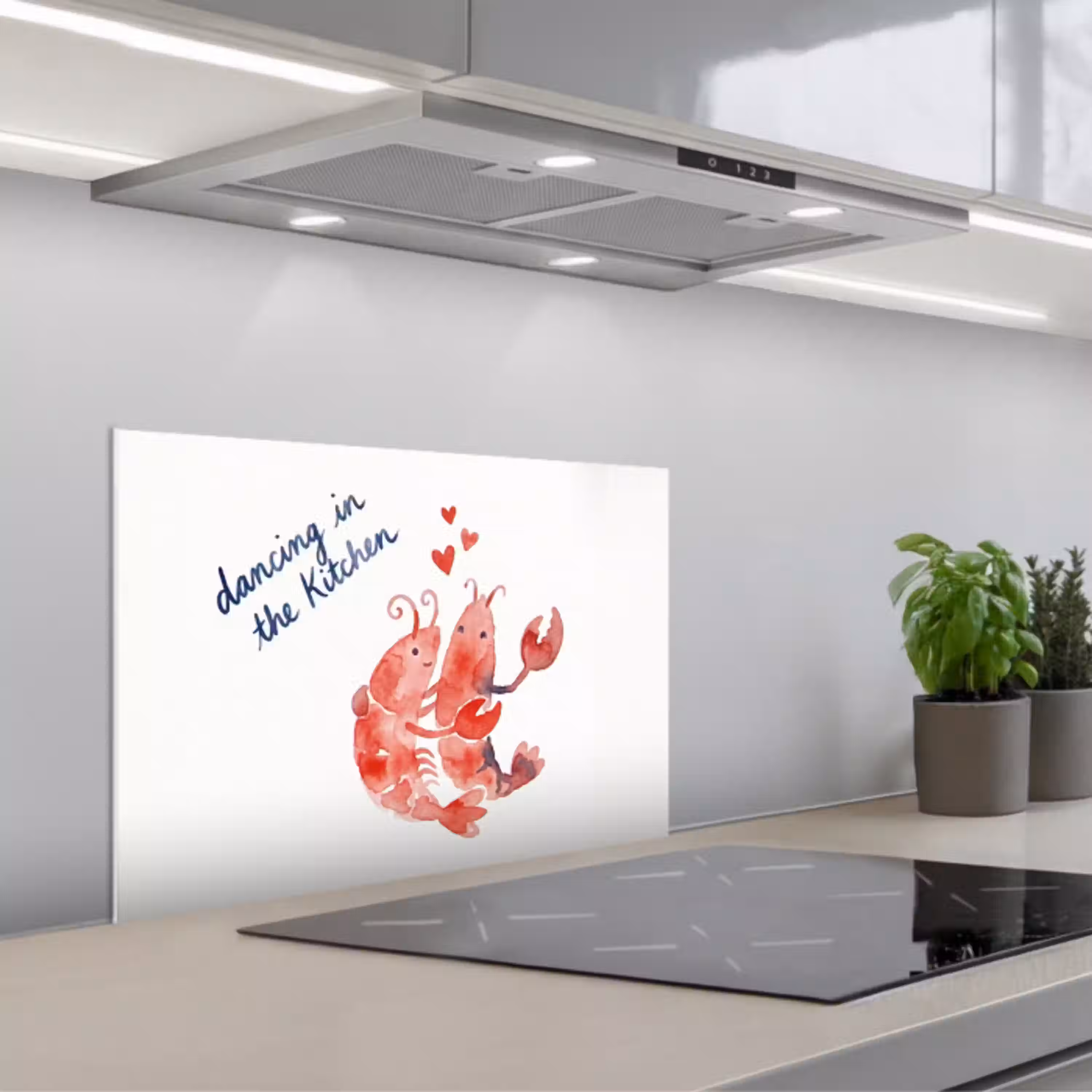 Dier - Dans - Liefde - Waterverf - Rood keuken achterwand spatscherm klein -3d_schuin