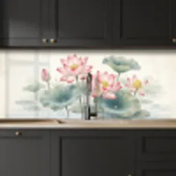 Aquarel - Lotusbloemen - Kleurrijk keuken achterwand 2 middel -sfeer1