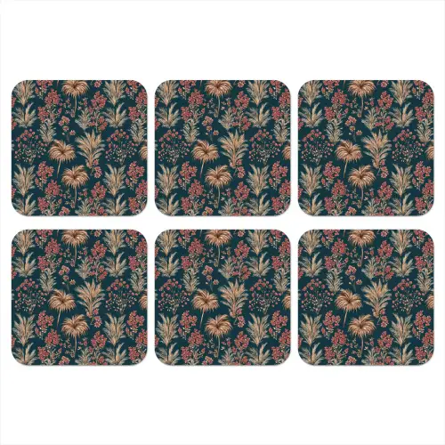 Botanisch - Patroon - Blauw onderzetter kurk middel 366 -3d