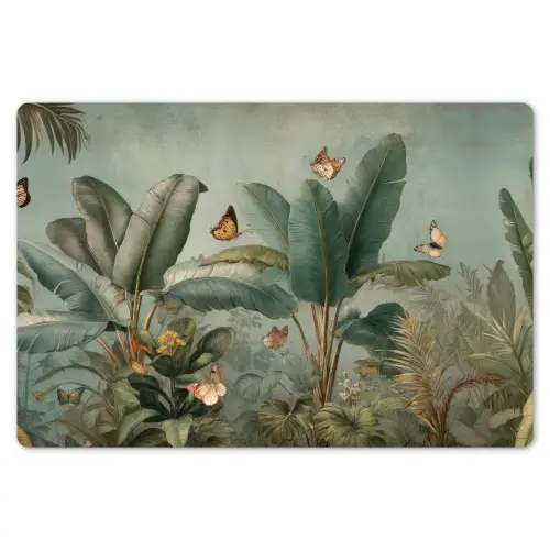 Tropisch bladerdek - Vlinders - groen - Bruin Placemat vinyl groot -zzsfeer1_Kitchenyeah-website