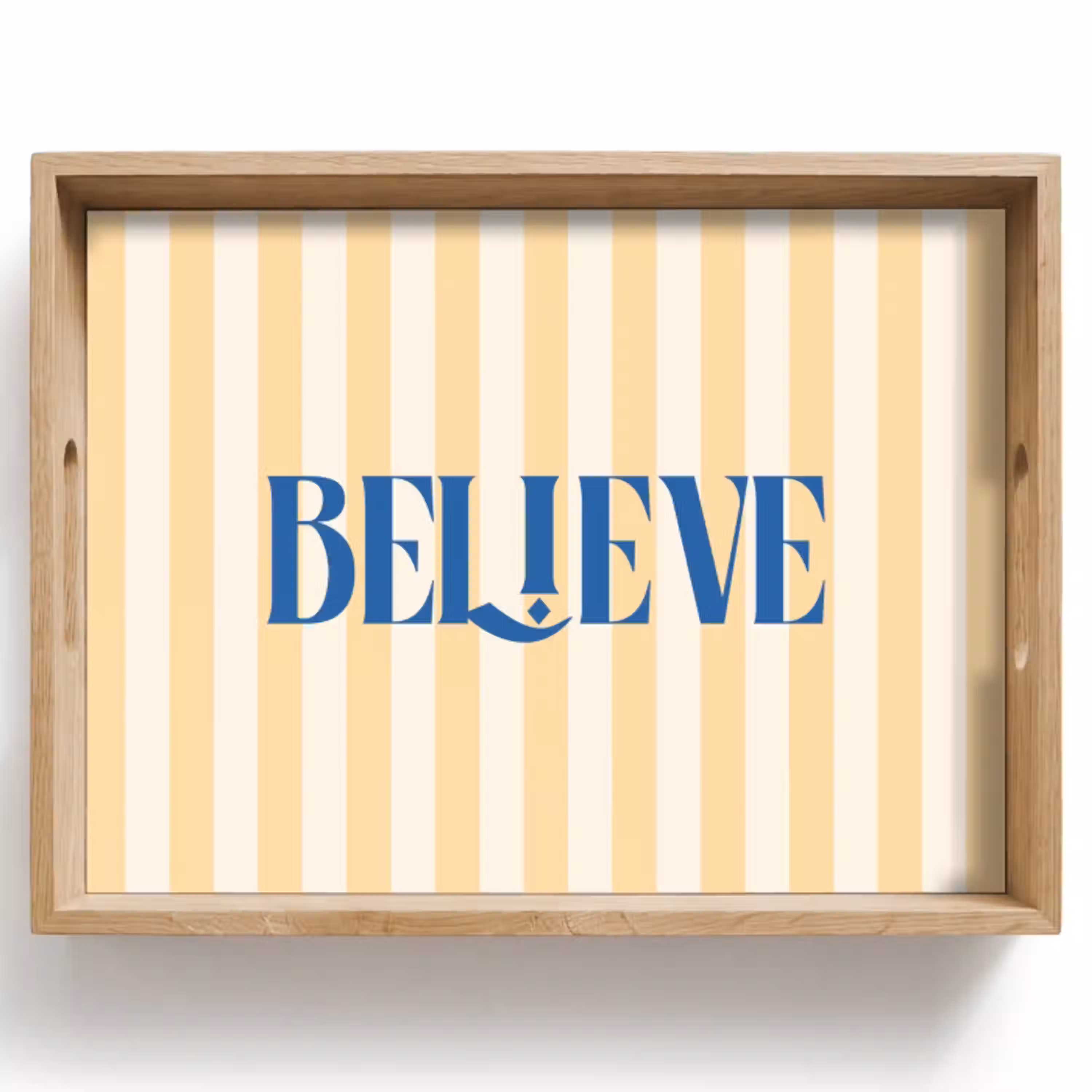 Blauw - Geel - Strepen - Believe Dienblad Rechthoek middel -z3d_shopping