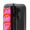 Abstracte smileyfiguren met hartogen op rood en roze NBS - Handbagage koffer - Kinderen Unisex middel -slot
