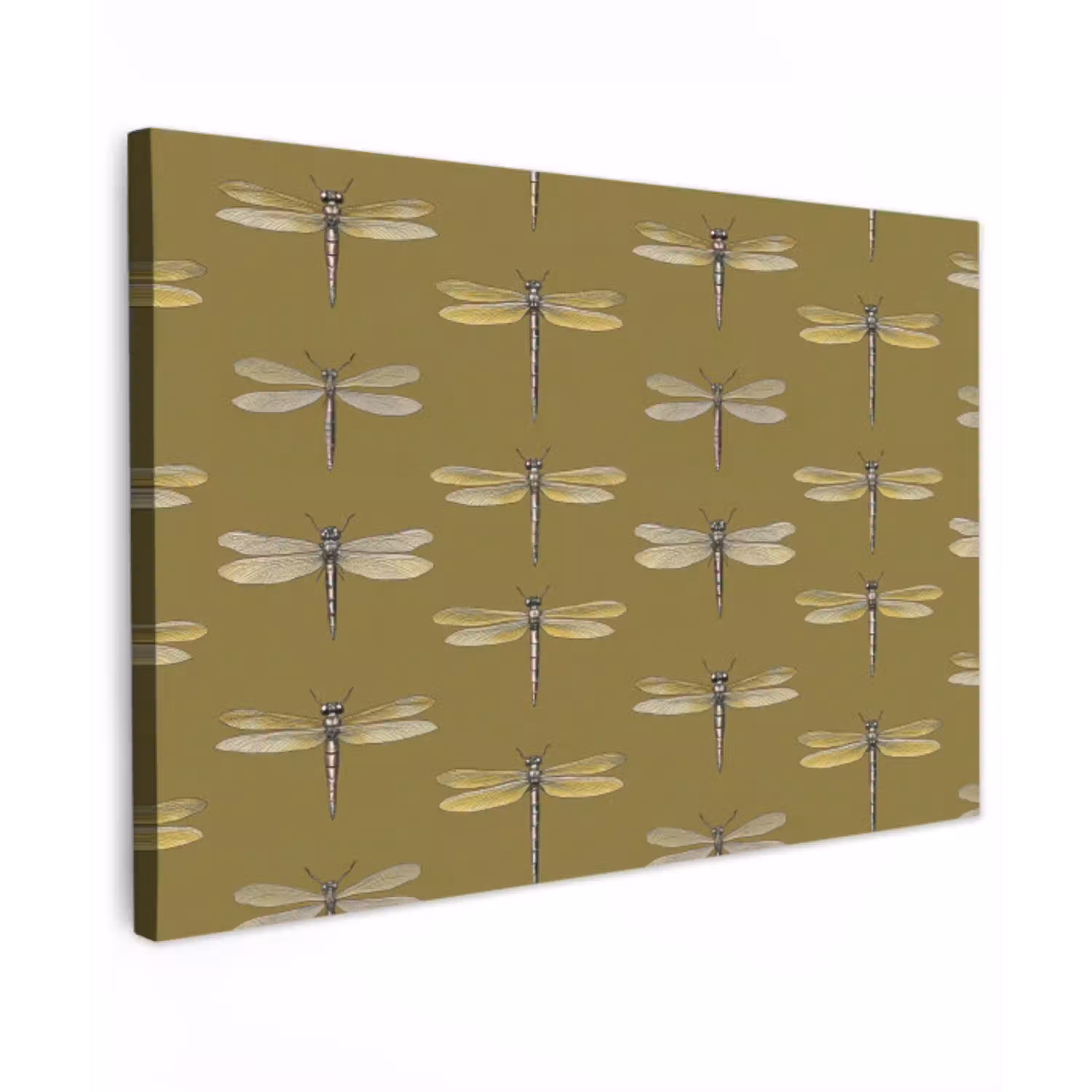 Libellen - Patroon - Groen Tuinposter op houten frame 2 cm dik klein 845 -3d
