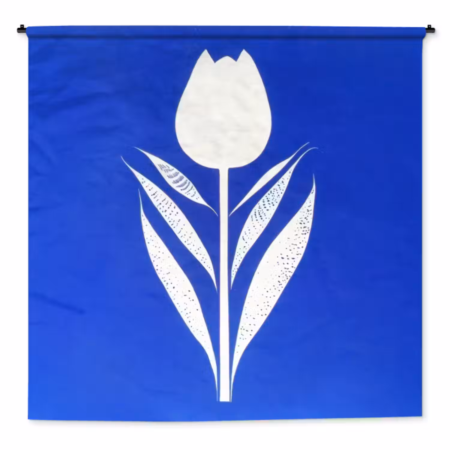 Wandkleed - Tulp - Minimalistisch - Bladeren - Wit