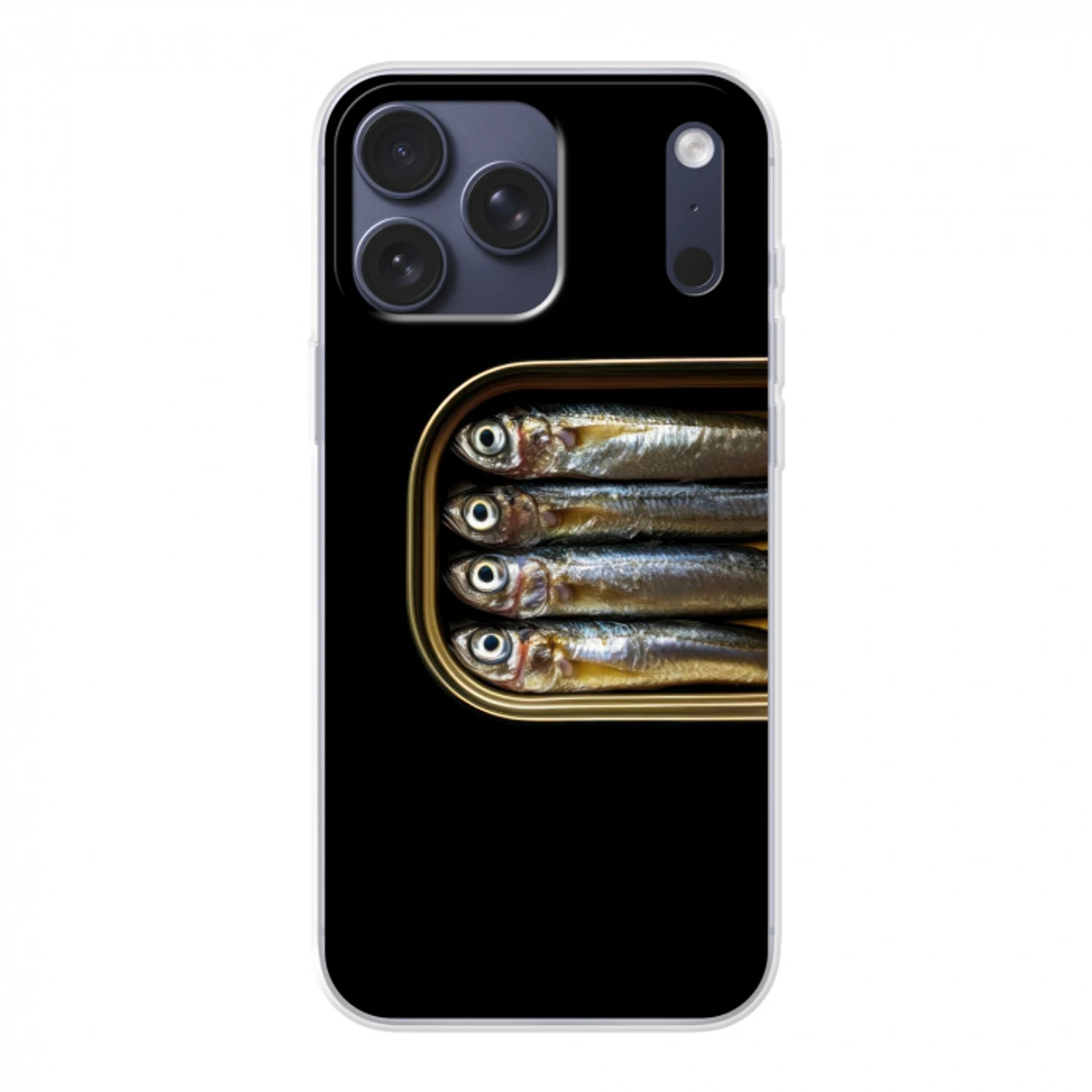 Sardines - Blik - Zwart - Vissen Telefoonhoesje iPhone 17 Pro Max klein -3d