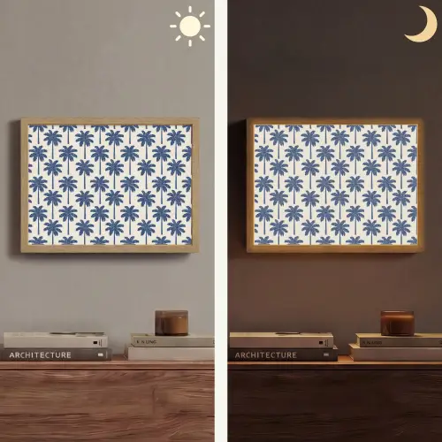 Symmetrisch - Palm - Blauw Light Box met batterij (Wandlamp) middel 907 -sfeer3