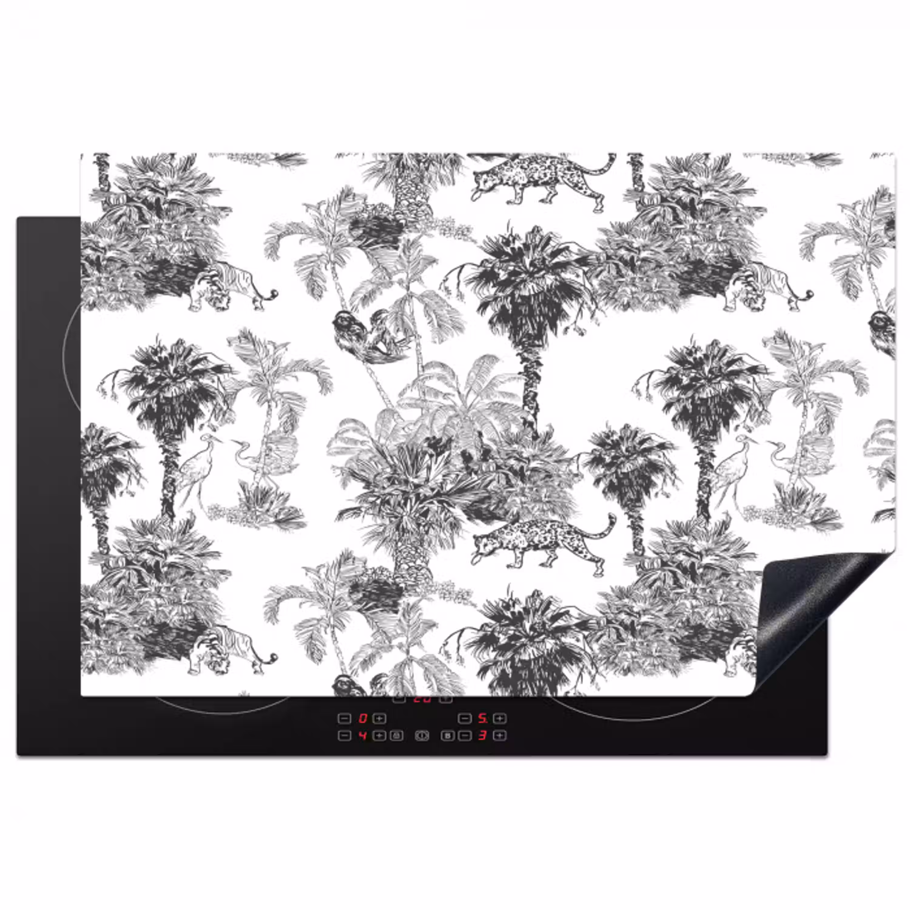 Jungle - Dieren - Grijs Inductie beschermer vinyl 3mm klein 276 -3d