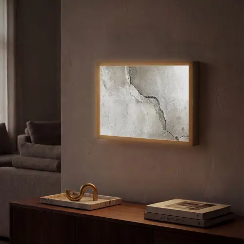 Beton - Industrieel - Grijs Light Box met batterij (Wandlamp) middel -sfeer1