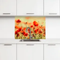 Klaprozen - Bloemen - Rood - Bloemenveld keuken achterwand 2 middel -3d