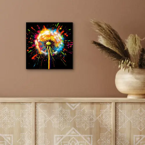 Paardenbloem - Graffiti - Kleurrijk - Bloemen - Natuur aluminium wit klein -sfeer4