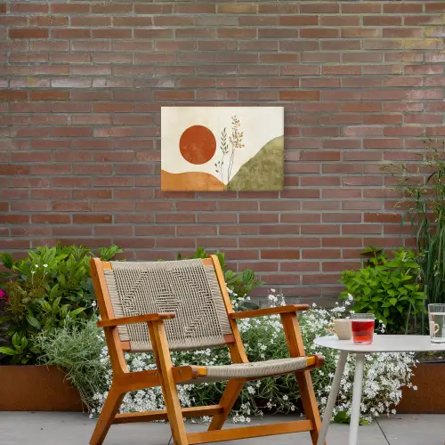 Zon - Abstract - Takken - Oranje Tuinposter op houten frame 2 cm dik klein -sfeer3
