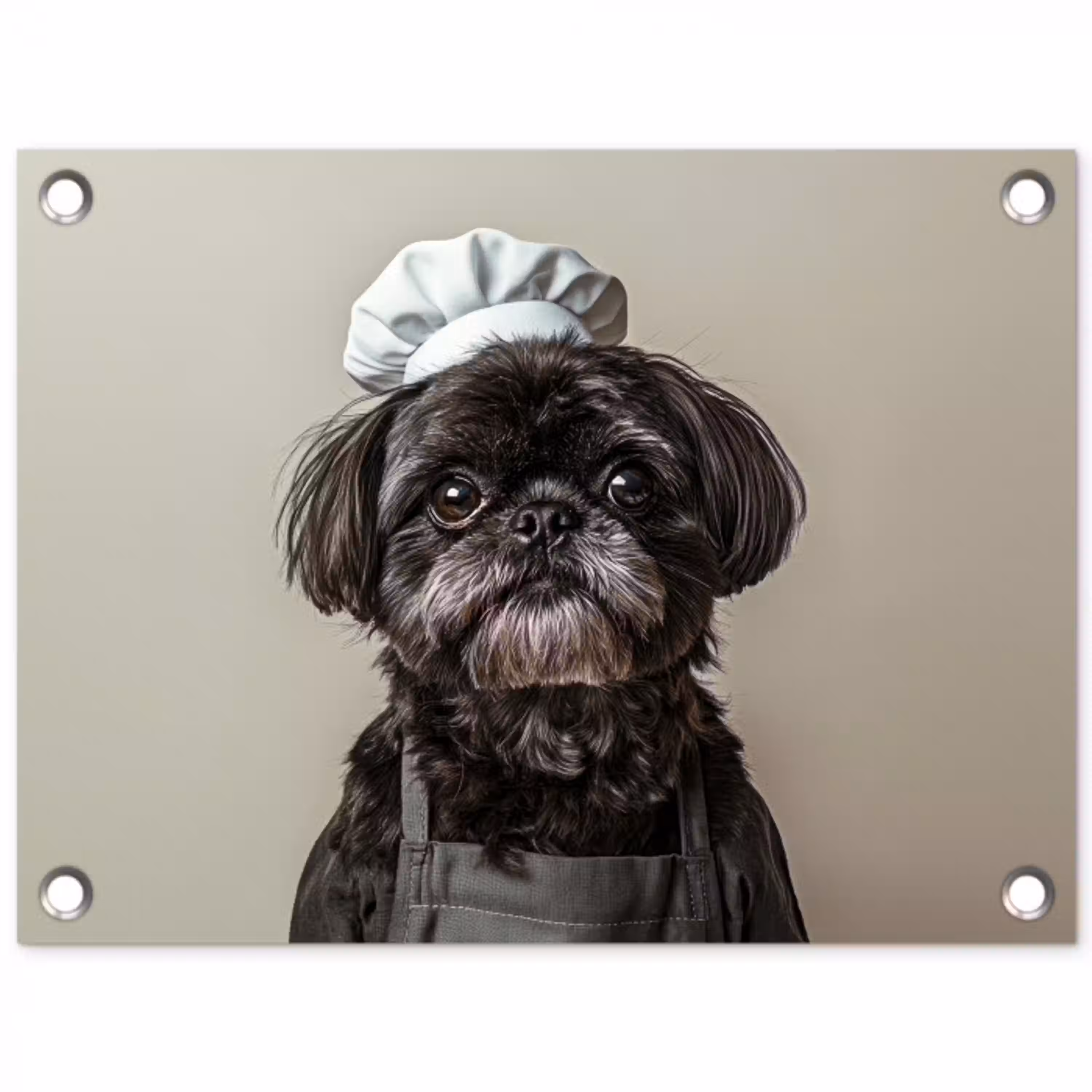Kokskleding - Zwart - Hondje tuinposter los doek klein -3d