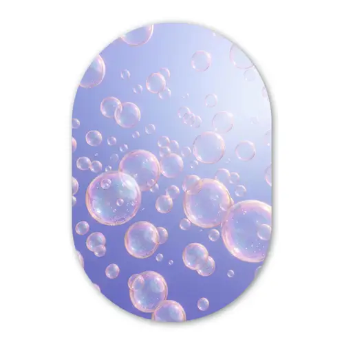 Pastel - Bubbels - Dromerig Wandcirkel Ovaal Forex klein -3d