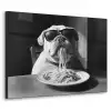 Hond - Bulldog - Pasta - Bril - Stoer - Dieren Textielframe zwart klein -3d