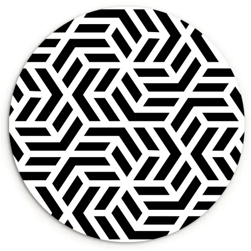 Design - Geometrie - Patroon - Zwart - Wit Wandcirkel plexiglas klein 852 -3d