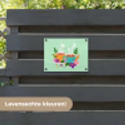 Thee - Illustratie - Kopjes - Bloemen tuinposter los doek klein -sfeer3