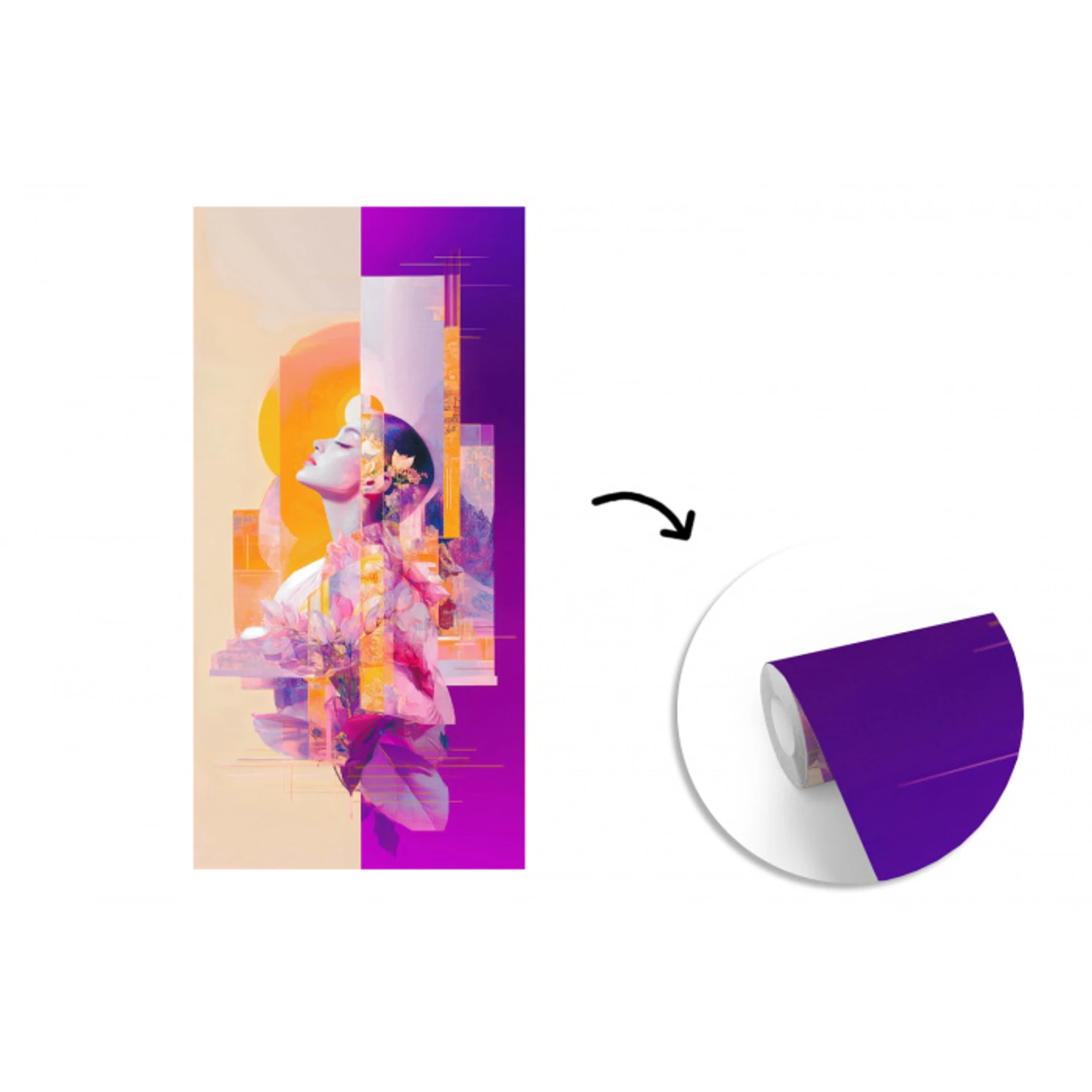 Abstract - Portret - Vrouw - Kleurrijk fotobehang vinyl groot -3d