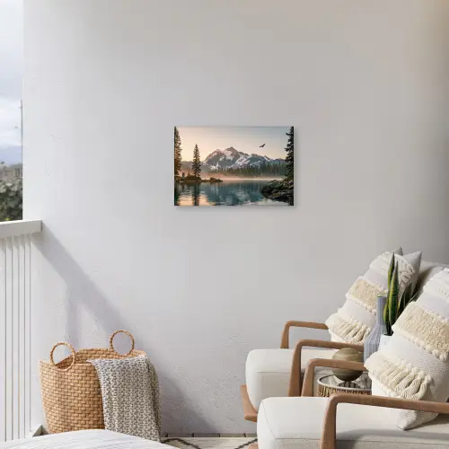 Bergen - Water - Bomen Tuinposter op houten frame 2 cm dik klein -sfeer1