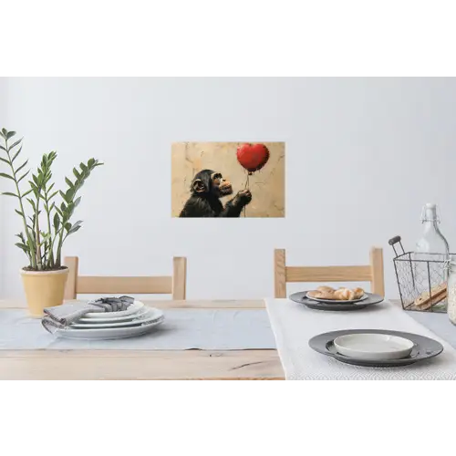 Street art - Chimpansee - Ballon - Graffiti - Banksy Muursticker klein -eettafel