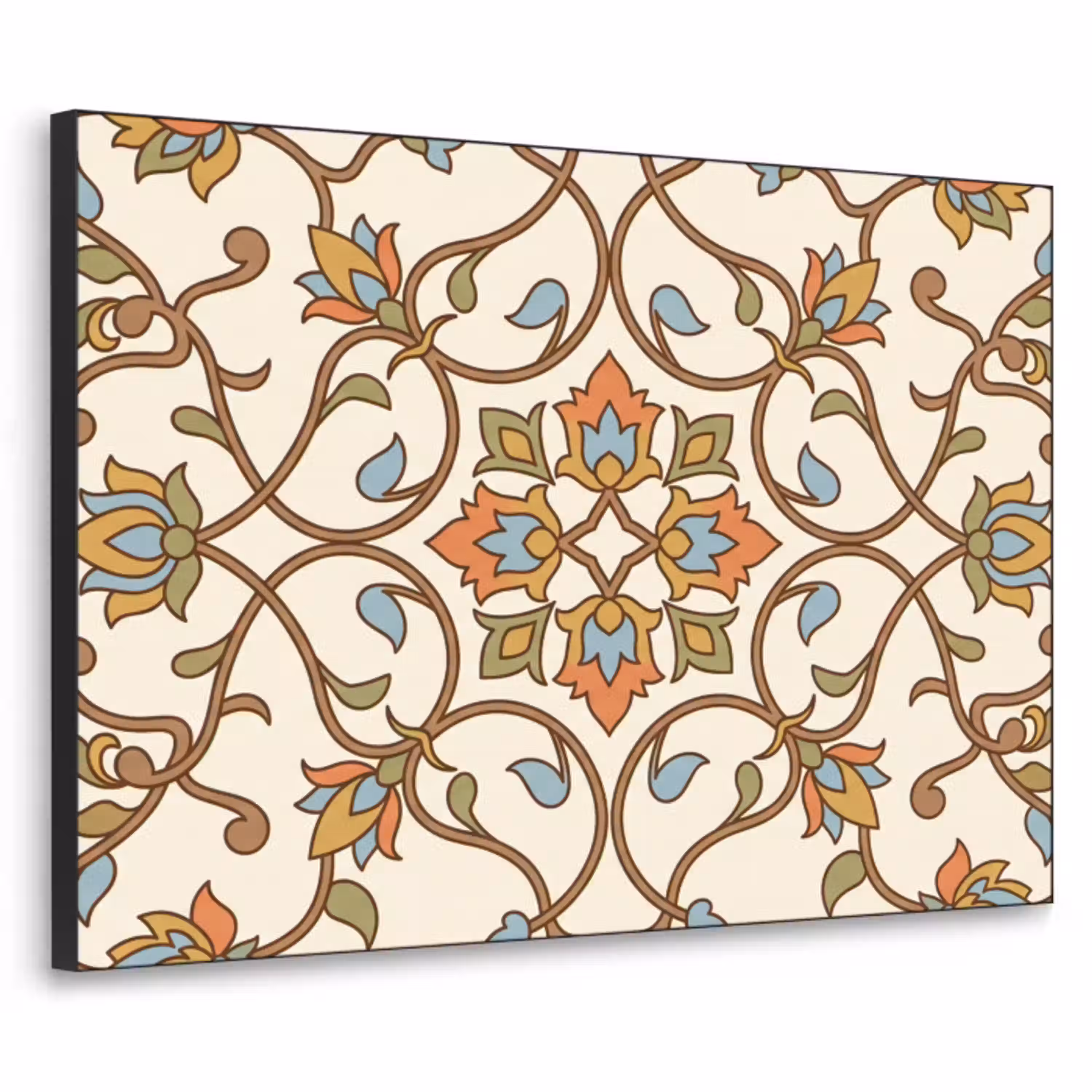 Patroon - Bloemen - Ornament - Kleurrijk Textielframe zwart klein -3d