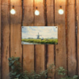 Koeien - Windmolen - Weide - Blauw tuinposter los doek klein -sfeer1
