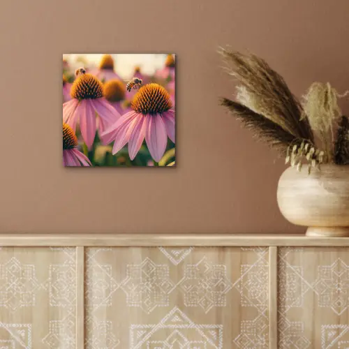 Bloemen - Paars - Bijen aluminium wit klein -sfeer4