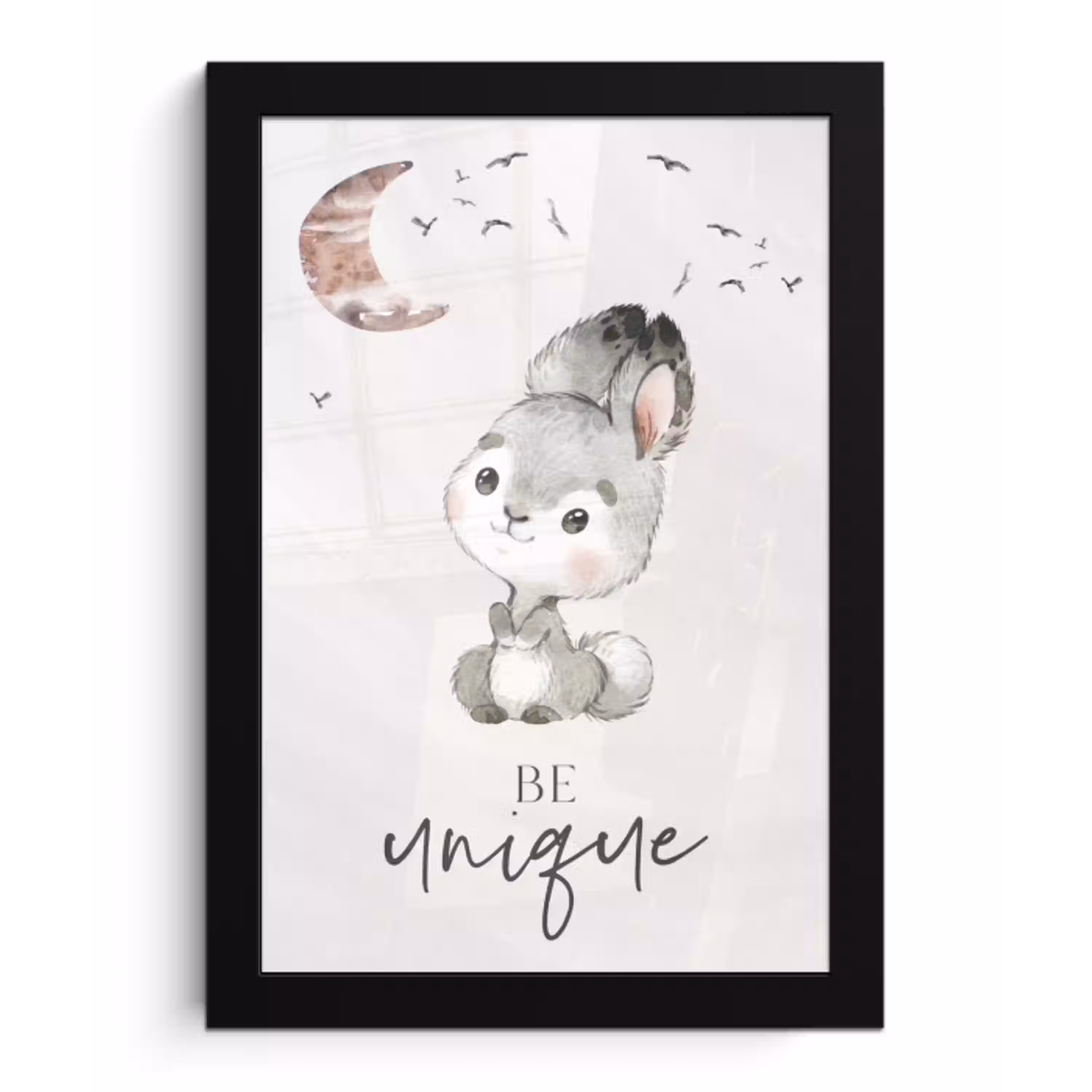 Quotes - Kinderen - Be unique - Jongens - Meisjes - Waterverf fotolijst zwart zonder passe partout klein -3d