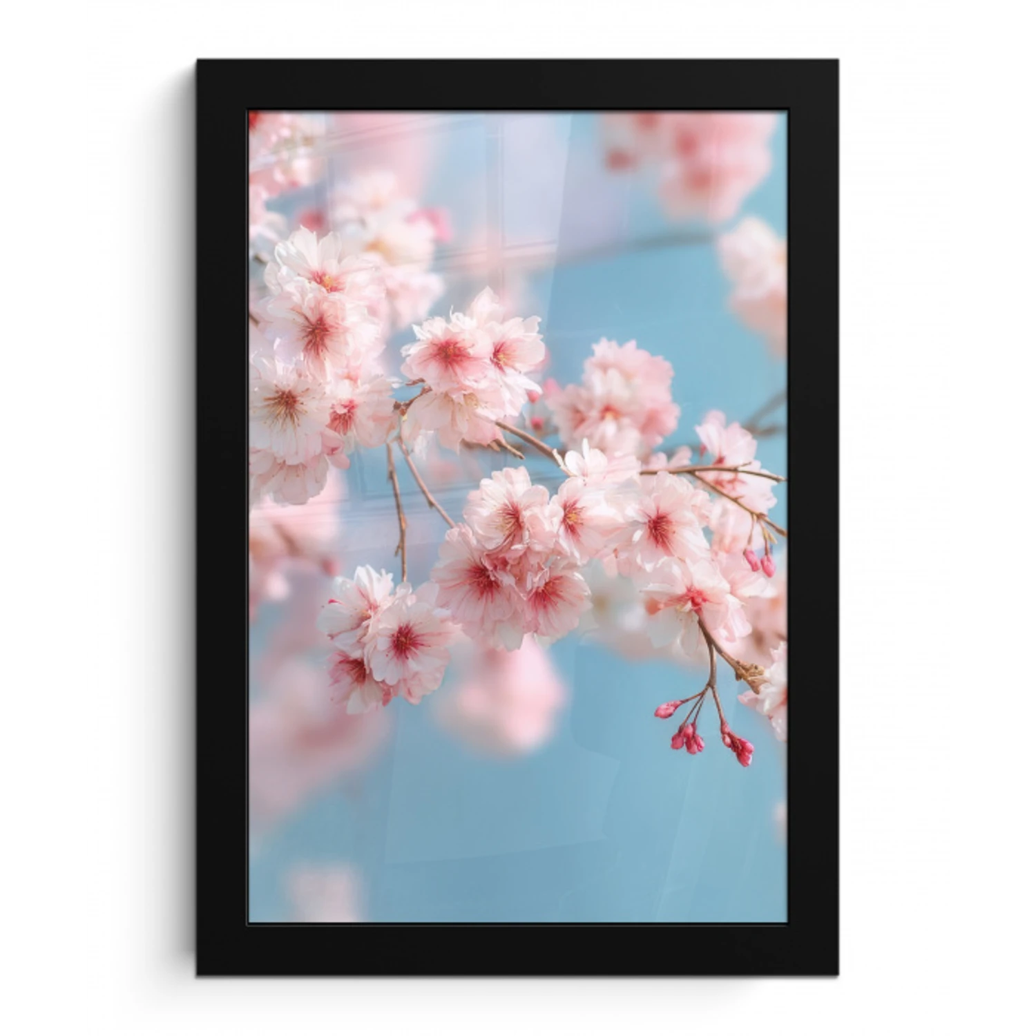 Takken - Bloesems - Roze fotolijst zwart zonder passe partout klein -3d