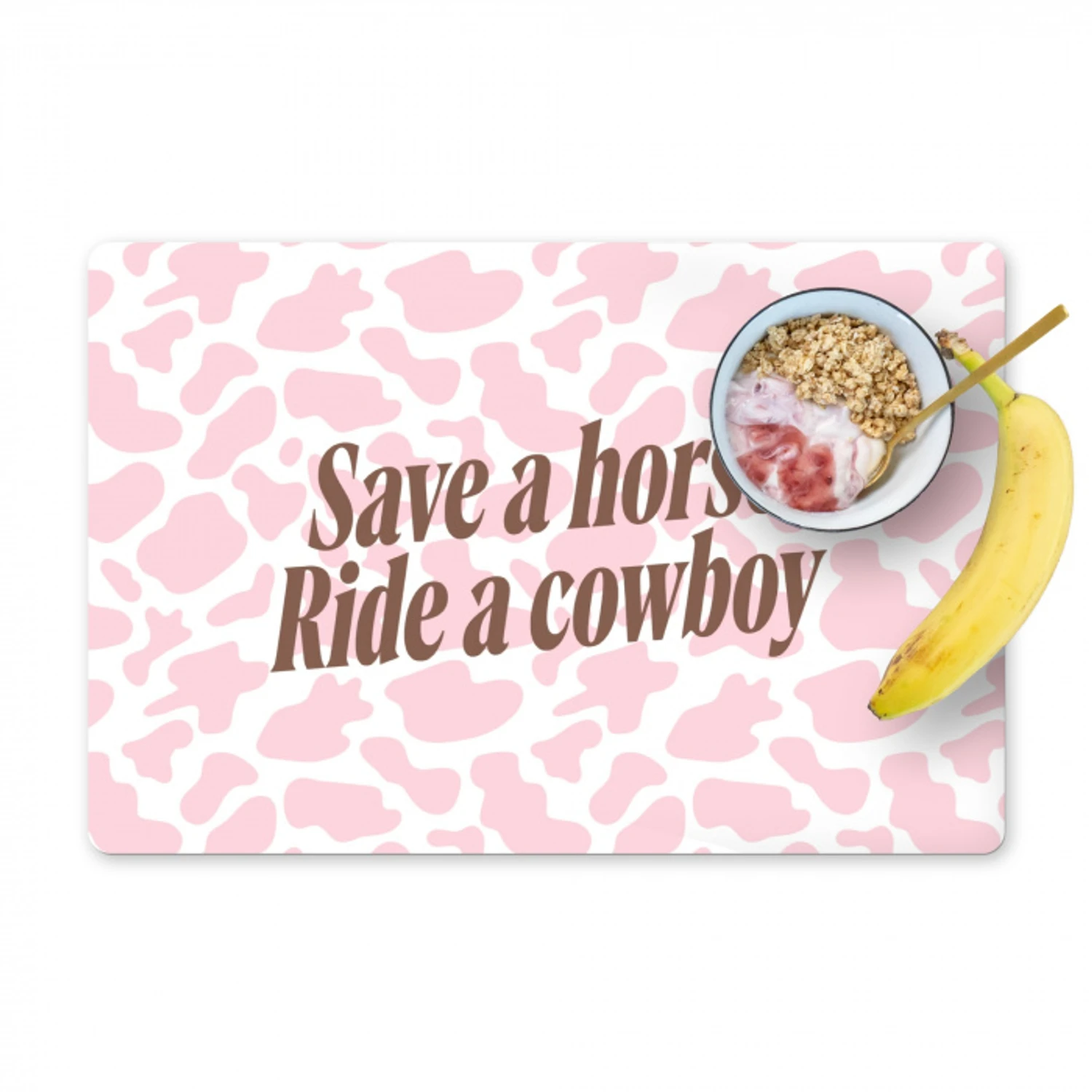 Koeienprint - Roze - Cowboy - Horse Placemat vinyl groot -zzzproduct_Kitchenyeah-website