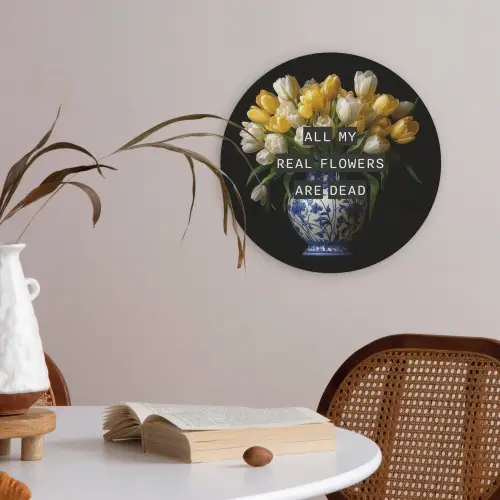 Quotes - Bloem - Tulp - Geel Akoestische PET Vilt - Rond klein -sfeer3