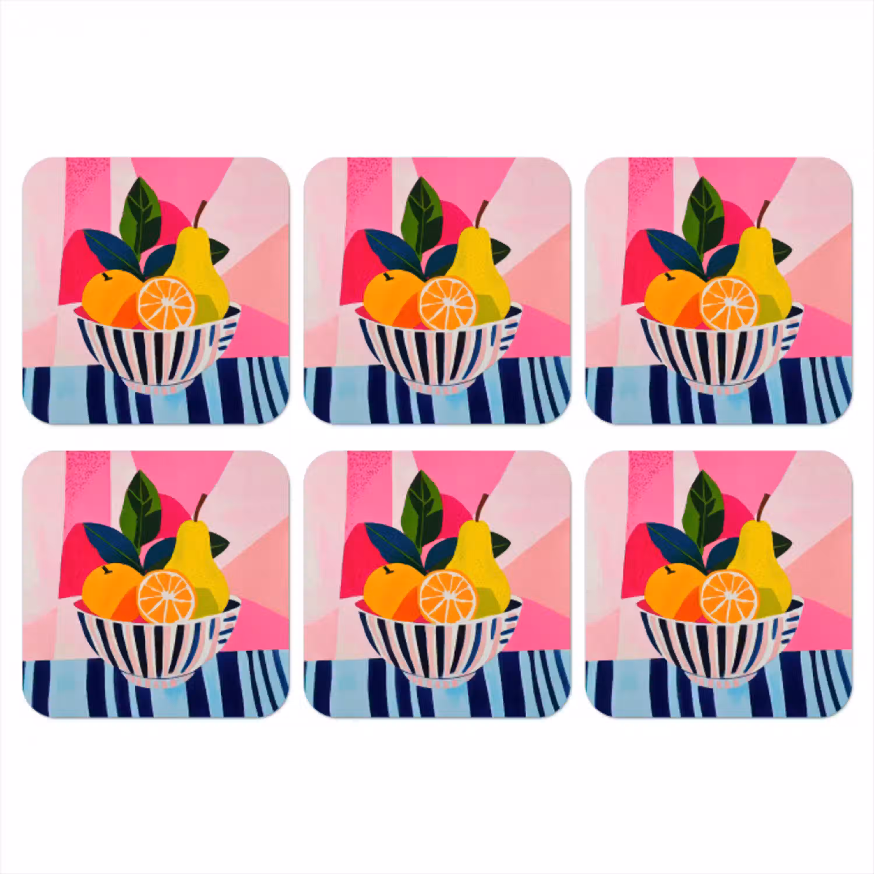 Fruit - Abstracte achtergrond - Roze onderzetter kurk middel -3d