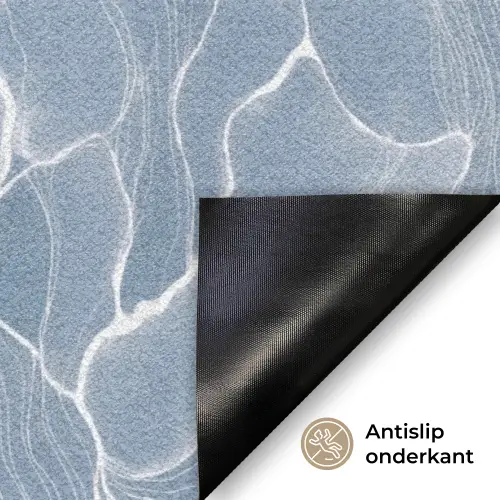 Abstract - Blauw - Bladeren Deurmat klein -antislip_NL